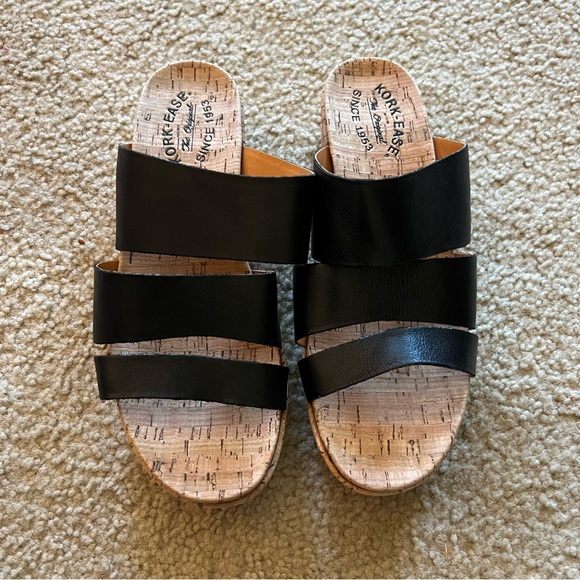 KorkEase Shoes Korkease Menzie Black Low Wedge Cork Sandals Poshmark